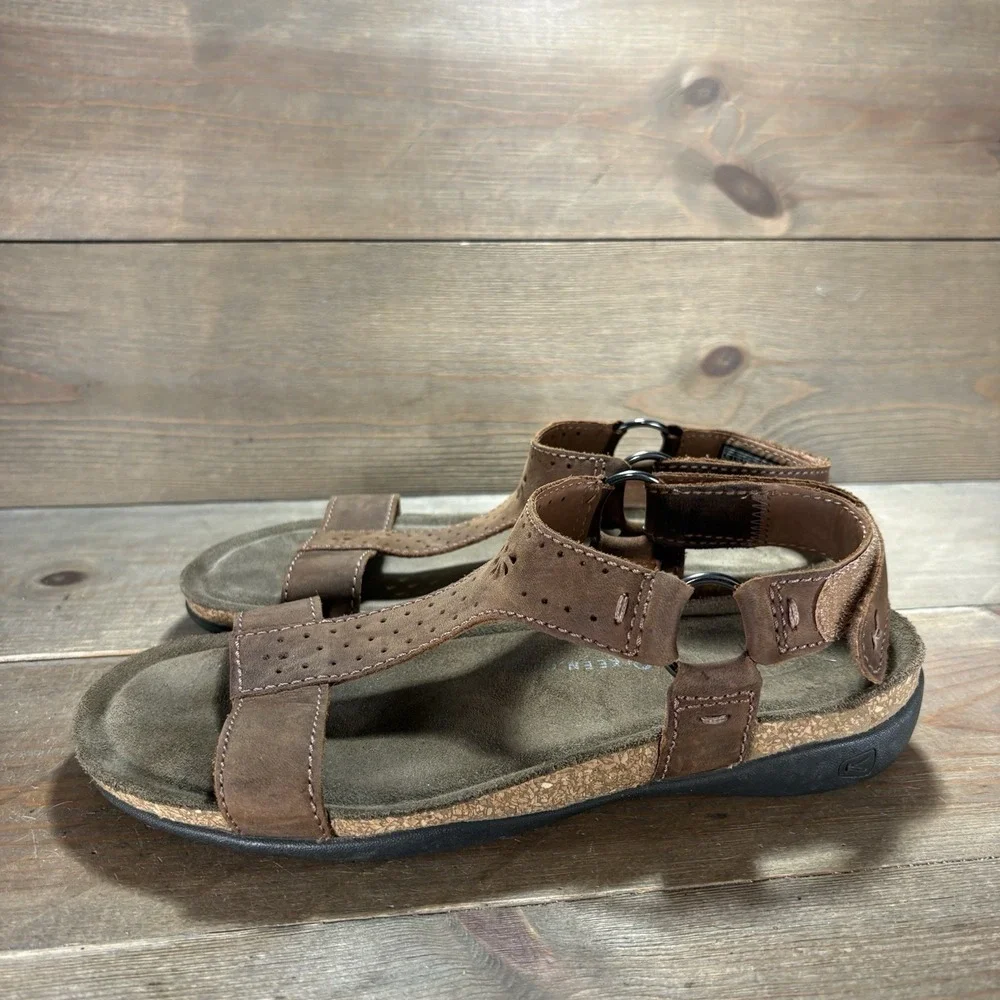 keen kaci ana womens size 6.5 shoes brown leather t strap comfort sandals